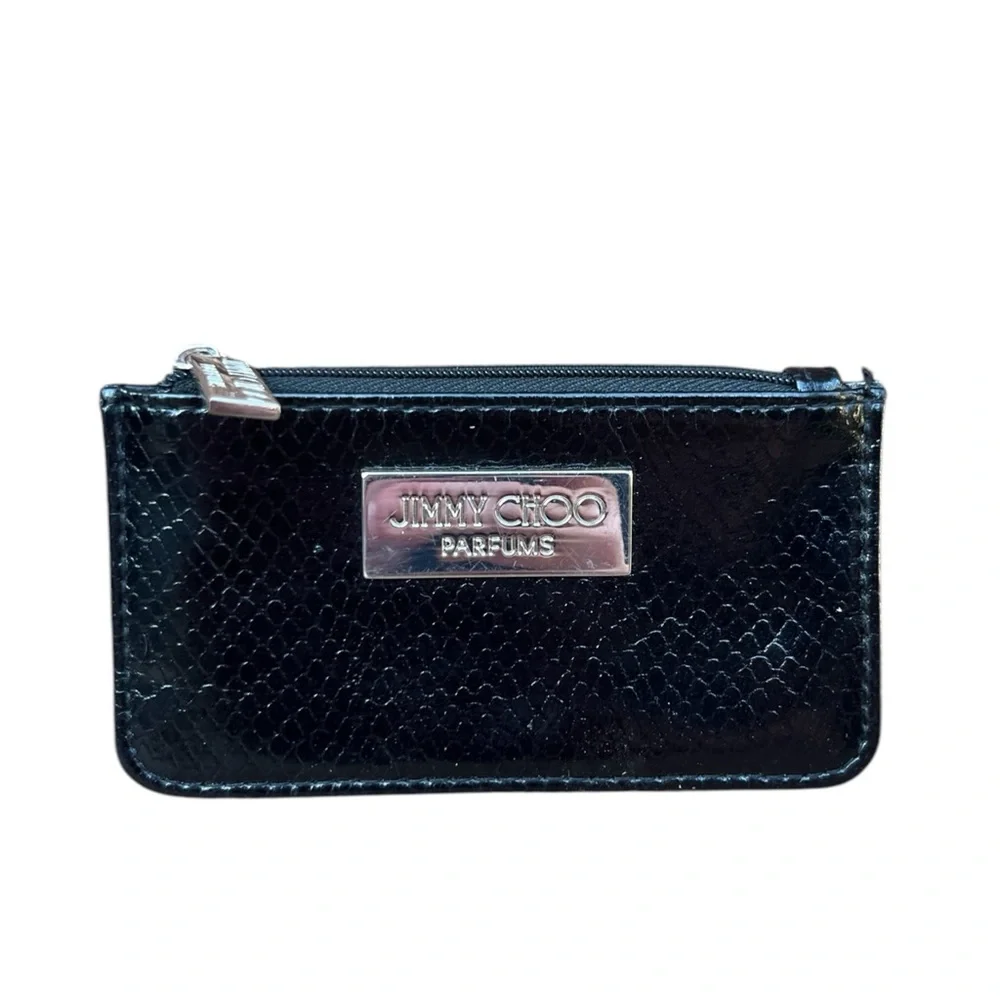 Jimmy Choo Parfumes Croc Embossed Coin Case Pouch Keychain Card Holder EUC